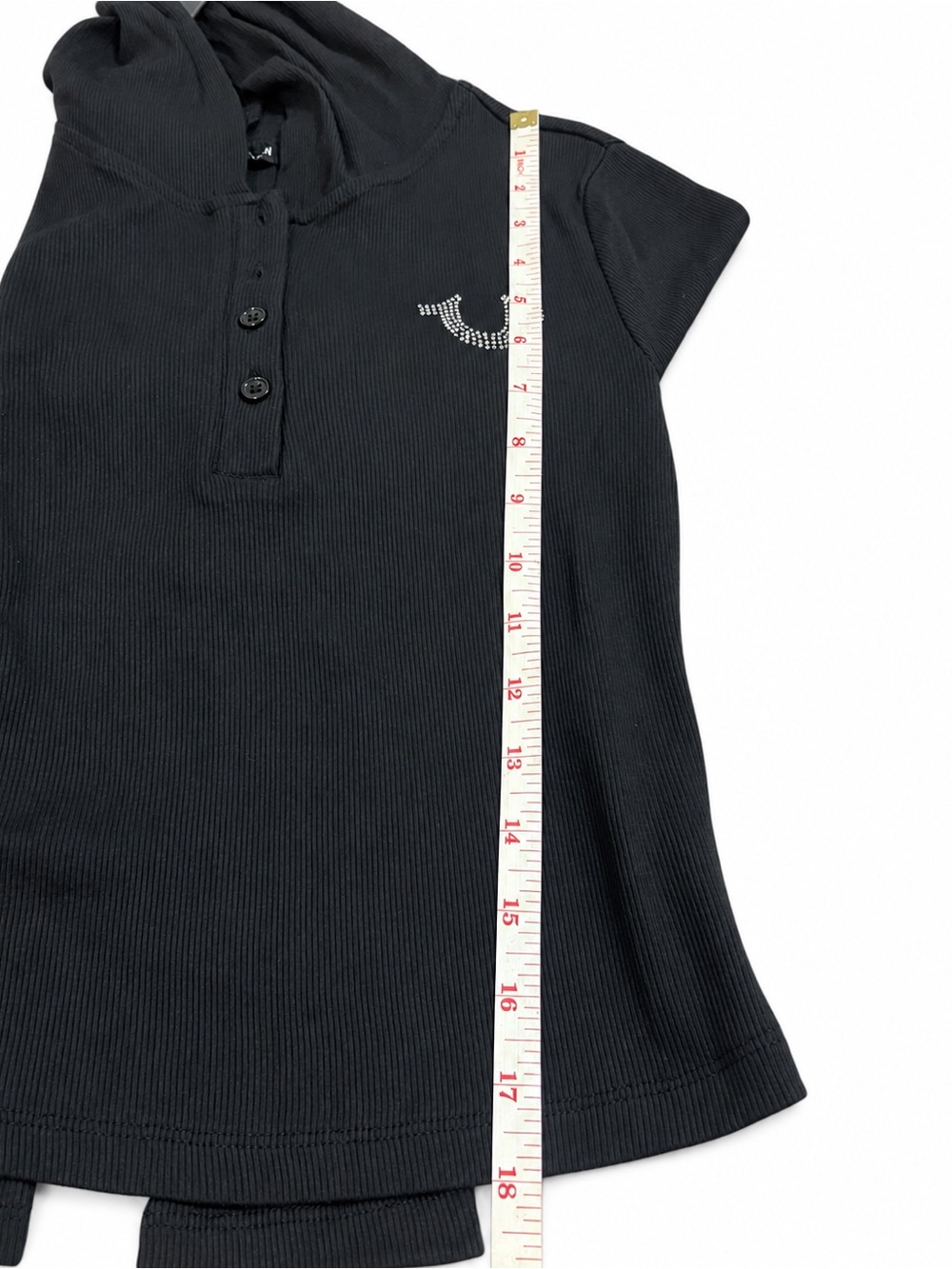 True Religion World Tour Hooded Henley Black Small NWT - Picture 8 of 8